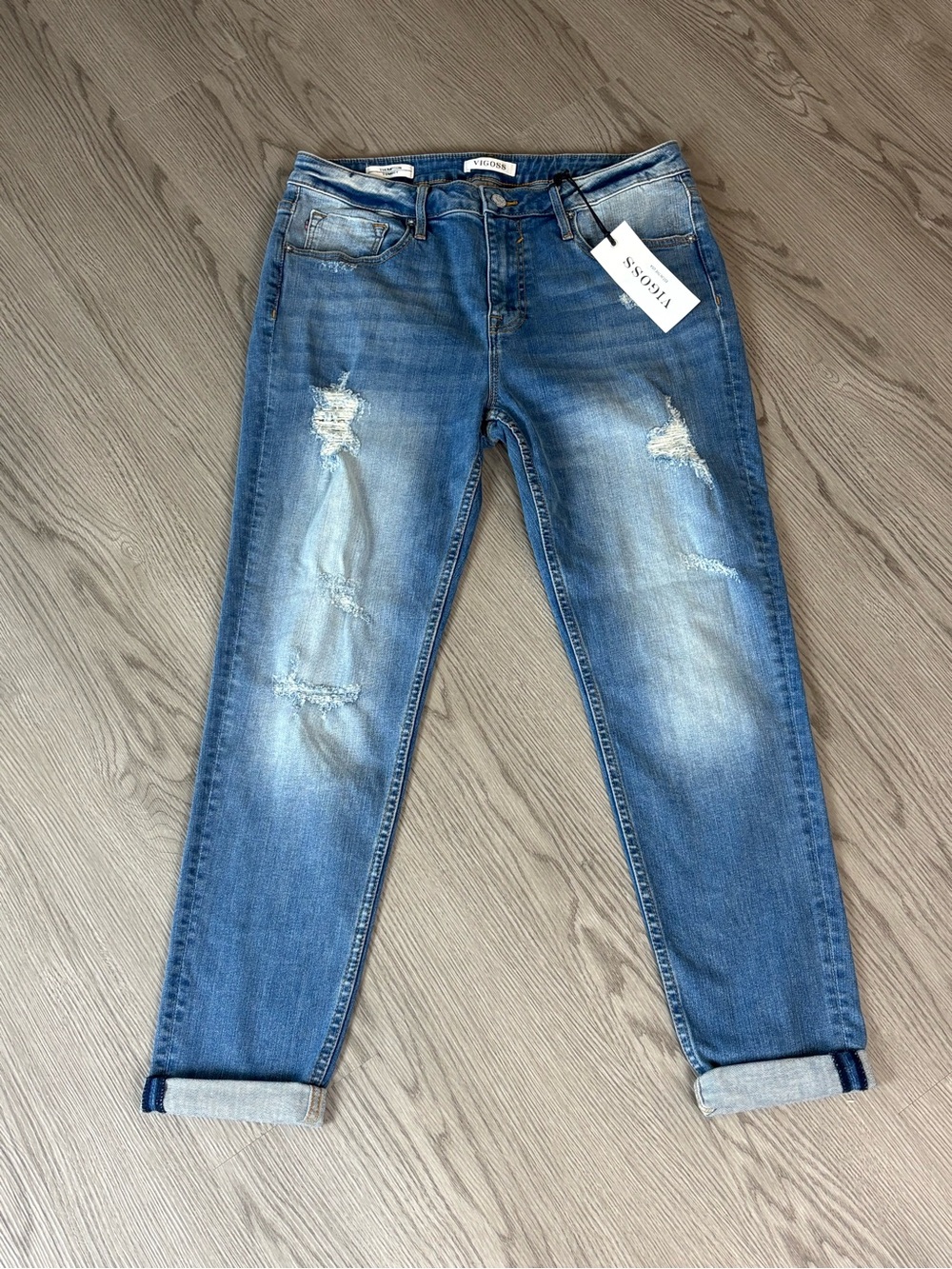 Vigoss Women's Distressed Thompson Tomboy Denim Jeans